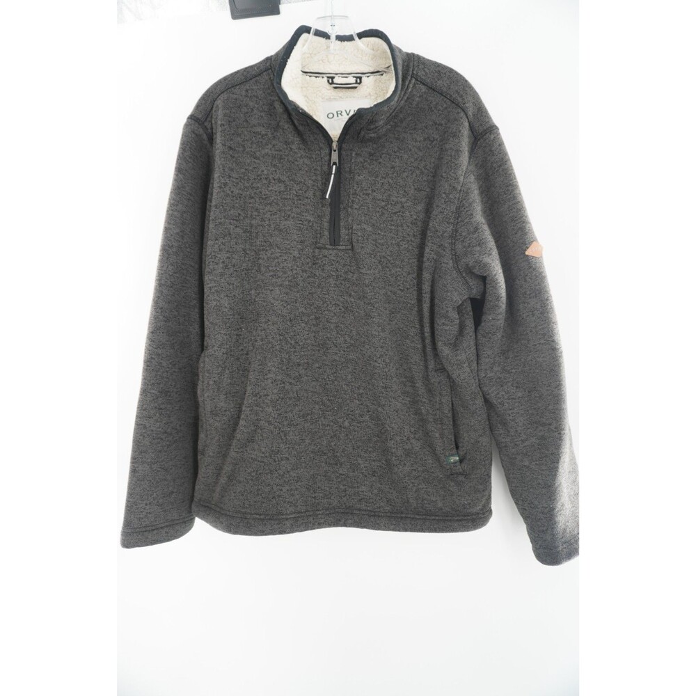 Orvis Men’s Quarter-Zip Fleece Heathered Grey Outdoor Performance Sweater Size L